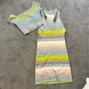 Knit midi dress with crop top set from Anthropologie striped